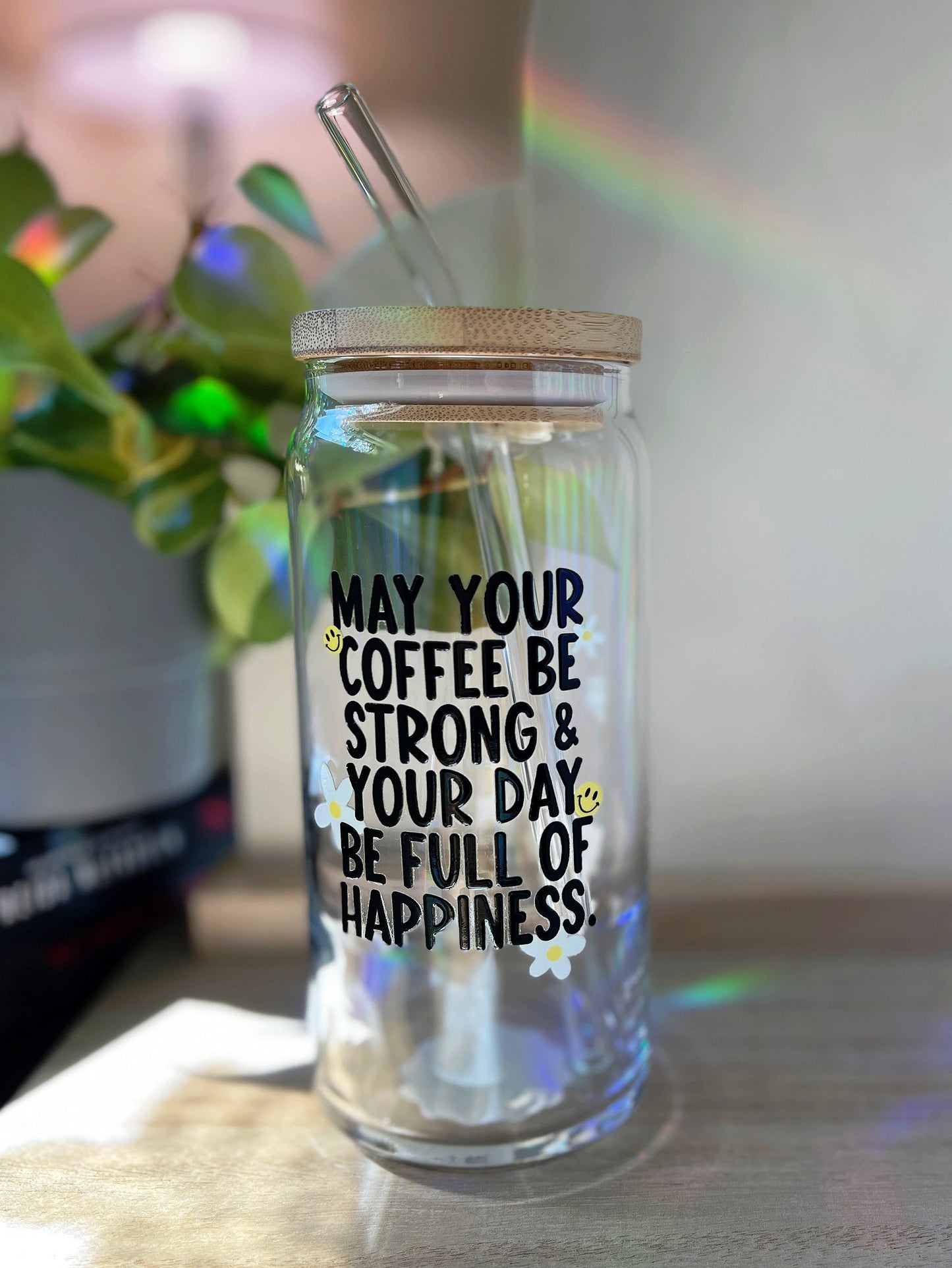 Coffee Be Strong Glass Can Cup