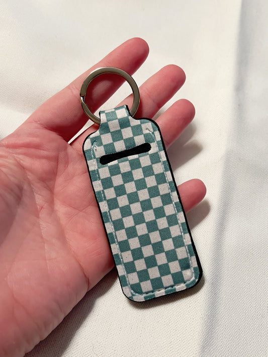 Light Blue Checker Chapstick Holder