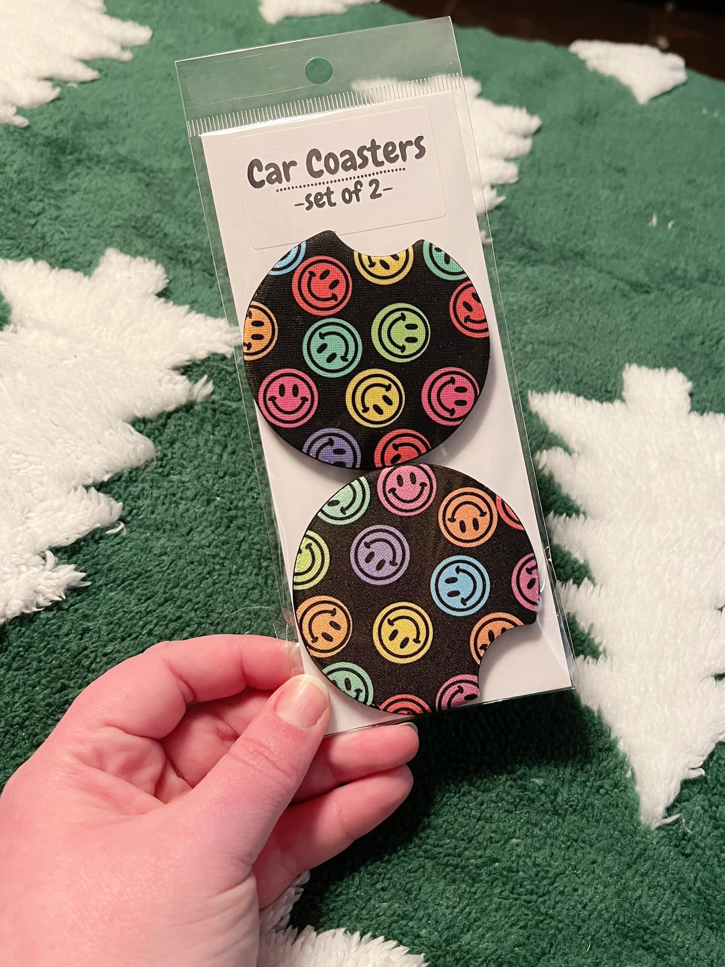 Rainbow Happy Car Coaster Set