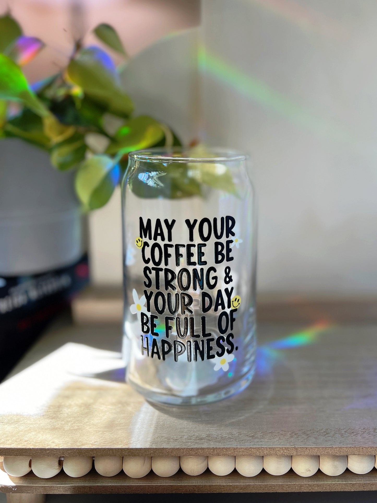 Coffee Be Strong Glass Can Cup