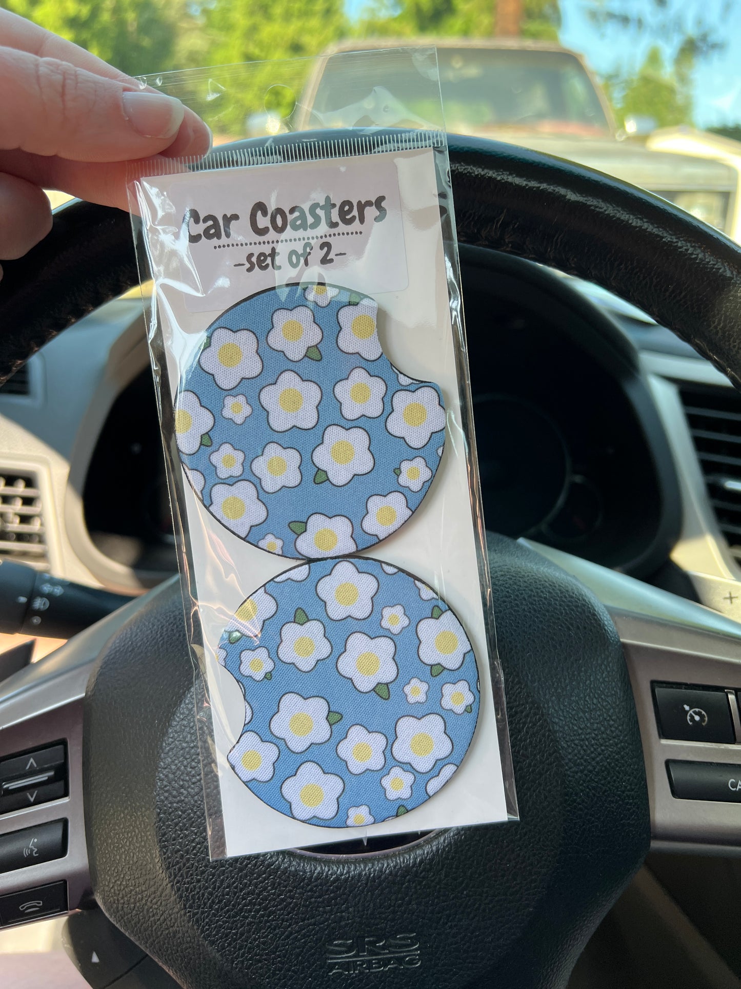 Blue Flower Car Coasters