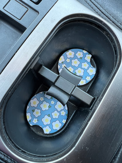 Blue Flower Car Coasters