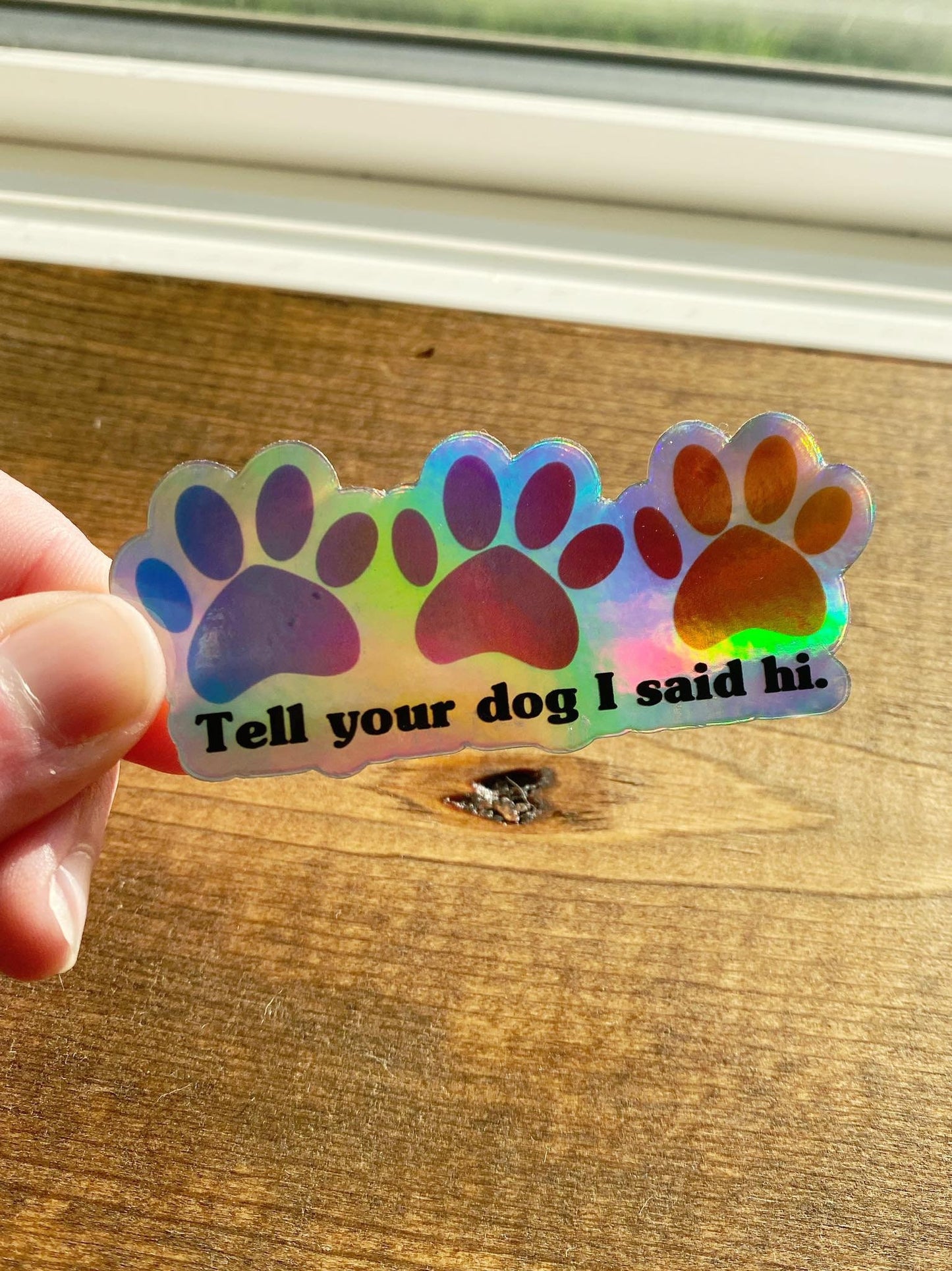 Tell Your Dog I Said Hi Holographic Sticker